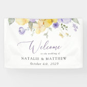 紫色の花、黄色の花、結婚の歓迎 横断幕 (横)