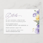 紫色の花、黄色の花、結婚の詳細 エンクロージャーカード (正面)