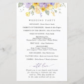 紫色の花、黄色の花、結婚式 プログラム (裏面)