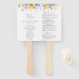 紫色の花、黄色の花、結婚式 プログラム ハンドファン