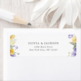 紫色の花、黄色の花、緑結婚色、 ラベル