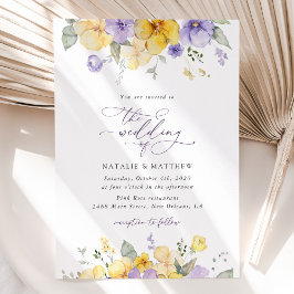 紫色の花、黄色の花、緑結婚色、 招待状