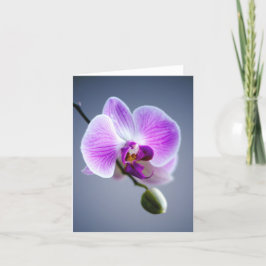 紫色の花、ORCHIDと芽の茎のノートカード カード