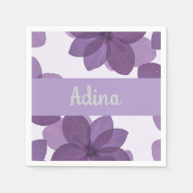 紫色の花Bas Mitzvaナプキンと名前