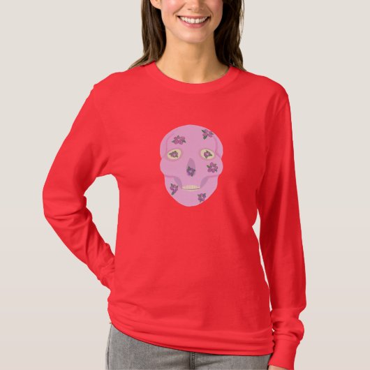紫色の花Tシャツ付きピンクシュガースカル Tシャツ (正面)