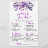 紫色の花What is In Phoneブライダルシャワーゲーム 便箋 (正面)