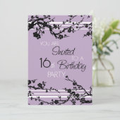紫色の菓子の第16誕生日のパーティの招待状カード 招待状 (スタンド正面)
