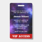 紫色の菓子16の誕生日のパーティの招待状IDカード バッジ (裏面)