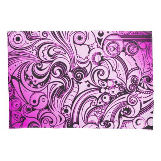 紫色の落書きのエアブラシの芸術 枕カバー (正面)