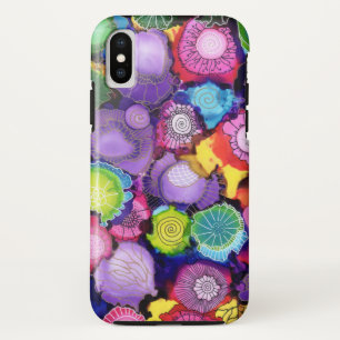 紫色の落書きの抽象芸術のiPhoneカバー iPhone X ケース