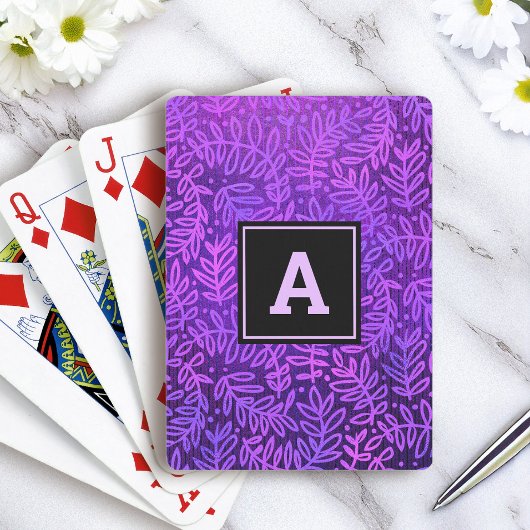 紫色の葉柄モノグラムはっきりしたタイプモダン トランプ