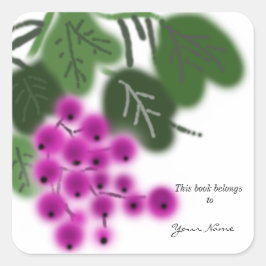 紫色の葡萄と緑葉の スクエアシール