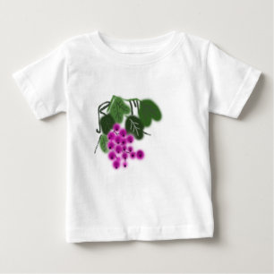 紫色の葡萄と緑葉の ベビーTシャツ