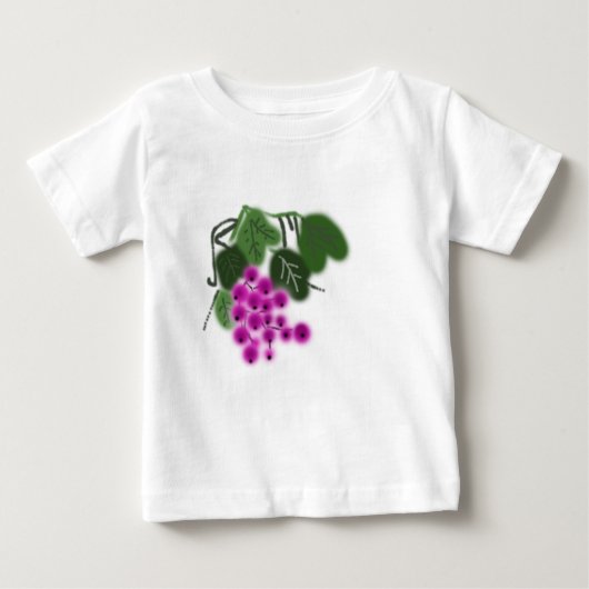 紫色の葡萄と緑葉の ベビーTシャツ (正面)