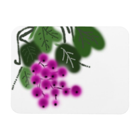 紫色の葡萄と緑葉の マグネット (横)