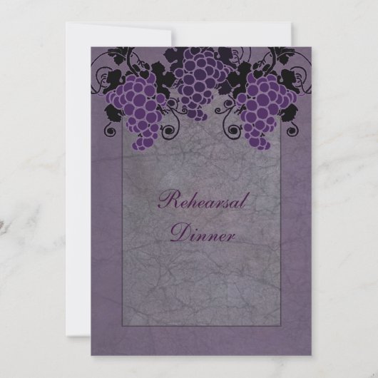 紫色の葡萄ビンテージウェディングリハーサルディナー 招待状 (裏面)
