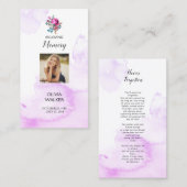 紫色の葬式しおり、葬儀記念カード 名刺 (正面/裏面)