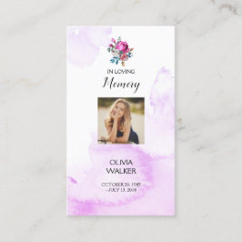 紫色の葬式しおり、葬儀記念カード 名刺