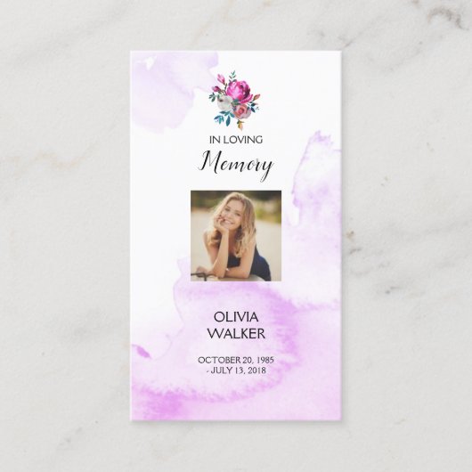 紫色の葬式しおり、葬儀記念カード 名刺 (正面)