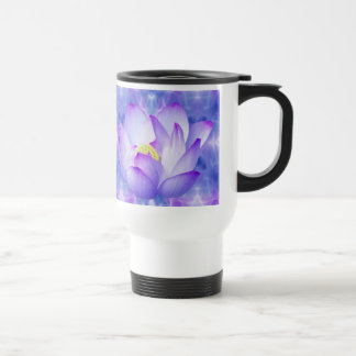 紫色の蓮の花とフラクタル結晶 トラベルマグ
