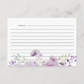 紫色の薄紫フローラブライダルシャワーレシピエンクロージャ エンクロージャーカード (裏面)