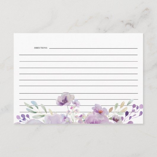 紫色の薄紫フローラブライダルシャワーレシピエンクロージャ エンクロージャーカード (裏面)