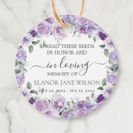 紫色の薄紫フローラメモリアル葬儀シードパケット フェイバータグ