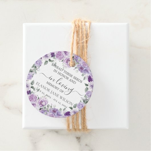 紫色の薄紫フローラメモリアル葬儀シードパケット フェイバータグ (インサイチュ)