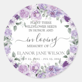 紫色の薄紫フローラメモリアル葬儀シードパケット ラウンドシール