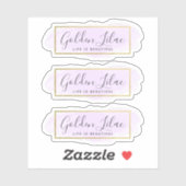 紫色の薄紫水の色とモダン金ゴールド3ピースのロゴ シール (シート)