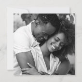 紫色の薄紫結婚式の日付の写真カードを保存 招待状 (裏面)