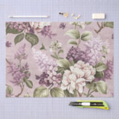 紫色の薄紫花柄ヴィンテージの切り離し 薄葉紙 (クラフト)