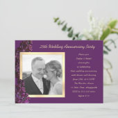 紫色の薄紫記念日パーティー写真 招待状 (スタンド正面)