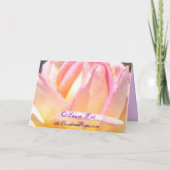 紫色の藤のブランクの芸術カードを持つピンクのバラ カード (裏面)