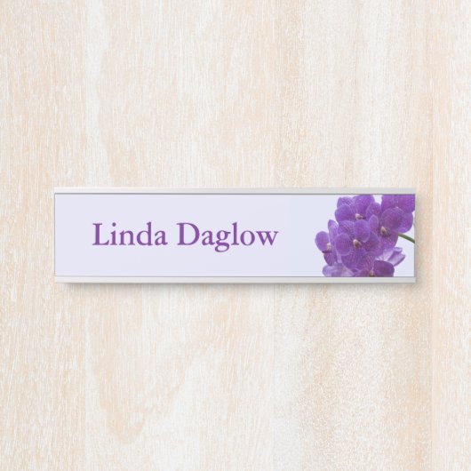 紫色の蘭のぶら下がったな壁の机のドアの名札 サインプレート (正面)