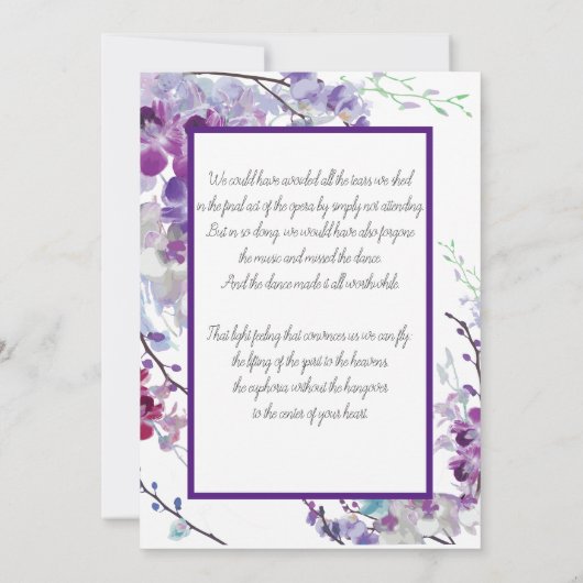 紫色の蘭の葬儀の発表の招待状 招待状 (裏面)