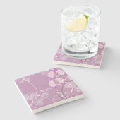 紫色の蘭パターン ストーンコースター (横)