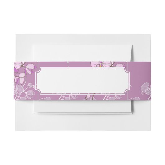 紫色の蘭パターン 招待状ベリーバンド (正面例)