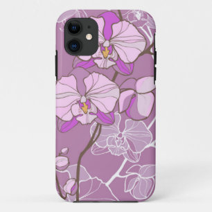 紫色の蘭パターン iPhone 11 ケース