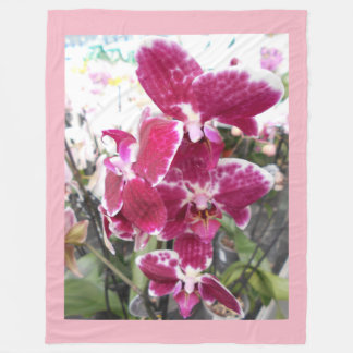 紫色の蘭 フリースブランケット