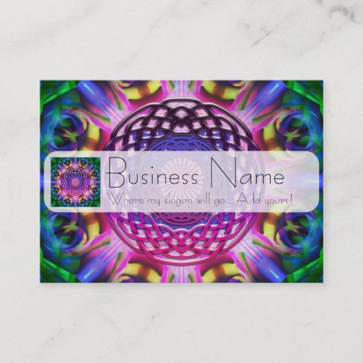 紫色の虹のケルト結び目模様 名刺 (正面)