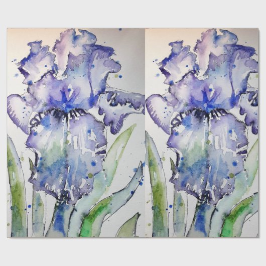 紫色の虹彩の花の水彩ラッピング ラッピングペーパー (フラット)