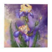 紫色の虹彩花セラミックタイル タイル (正面)