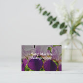 紫色の虹彩花写真標準マット 名刺 (スタンド正面)