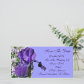 紫色の虹彩花結婚式の日付を保存 セーブザデート (スタンド正面)