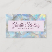 紫色の虹色オパール石QRコードラベンダー 名刺 (正面)