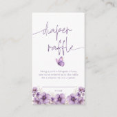 紫色の蝶おむつラッフルカードベビーシャワー エンクロージャーカード (正面)