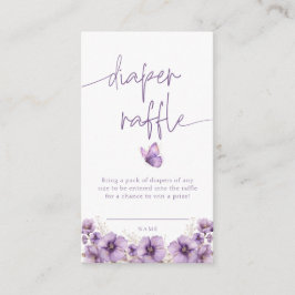 紫色の蝶おむつラッフルカードベビーシャワー エンクロージャーカード