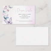 紫色の蝶おむつラッフルカード エンクロージャーカード (正面/裏面)