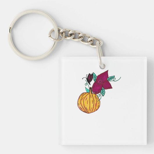 紫色の蝶とカボチャ キーホルダー (正面)